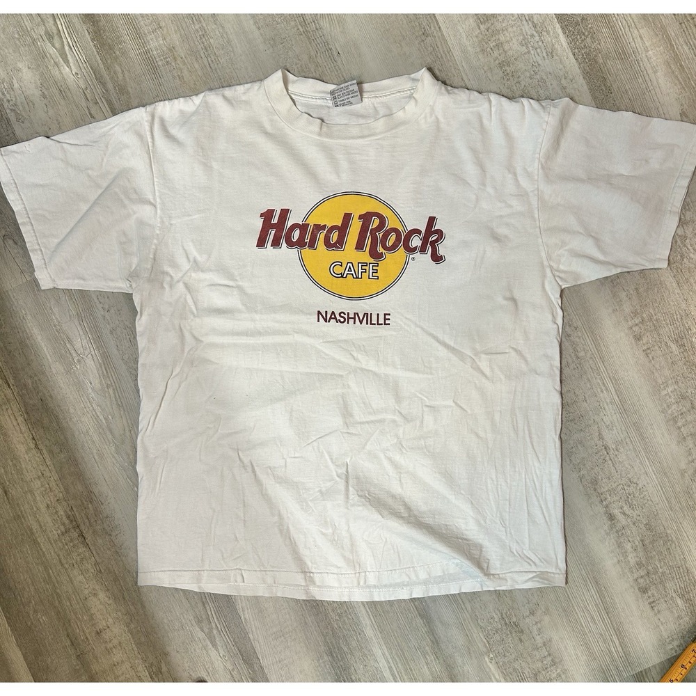 Vintage Hard Rock Cafe Nashville White Shirt Made In USA Size XL